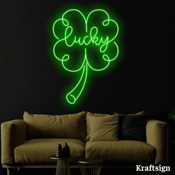 Craftnamesign Lucky Clover Leaf Neon LED Sign, Patrick Day Gifts Decor