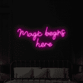 thumbnail image 1 of Craftnamesign Magic Begins here Neon Sign, Quotes LED Signs, Bedroom Decor, 1 of 4