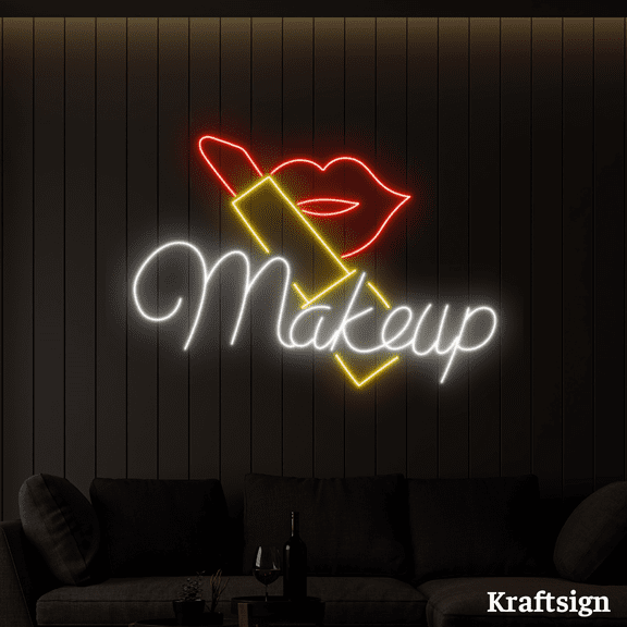 Craftnamesign Makeup Neon Sign, Cosmetic LED Sign, Makeup Studio Decor