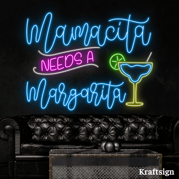 Craftnamesign Mamacita Needs A Margarita Neon Sign, Bar Neon Decor