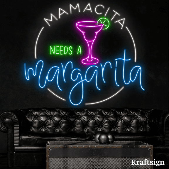 Craftnamesign Mamacita Needs A Margarita Neon Sign, Bar Neon Sign