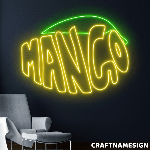 Craftnamesign Mango Neon Sign, Fruits Led Light Wall Art, Tea Coffee Wall Decor