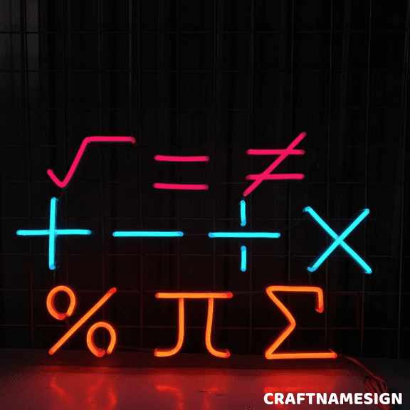 Craftnamesign Math Equation Neon Sign For Classroom Wall Art, Math Wall Decor