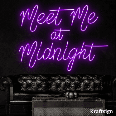 Craftnamesign Meet Me At Midnight Neon Sign, Bedroom Decor, Bar Neon Sign