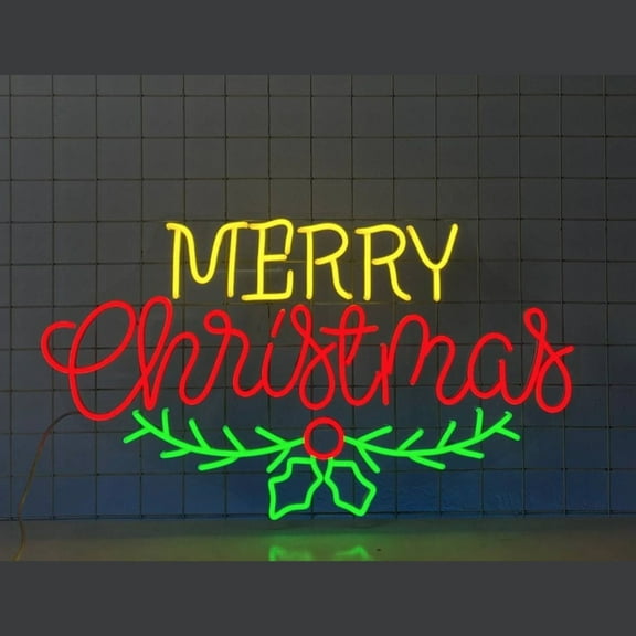 Craftnamesign Merry Christmas Neon Light, Christmas Led Sign Art, Merry Christmas Sign Wall Decor