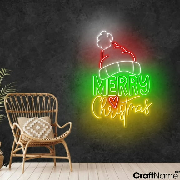 Craftnamesign Merry Christmas Neon Light, Xmas LED Sign For Home Decoration