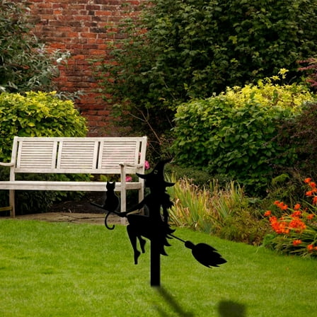 Craftnamesign Metal Witch Garden Stake, Witch Metal Yard Stakes, Halloween Garden Decor