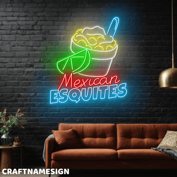 Craftnamesign Mexican Esquites Neon Sign, Mexican Food Wall Art, Restaurant Wall Decor