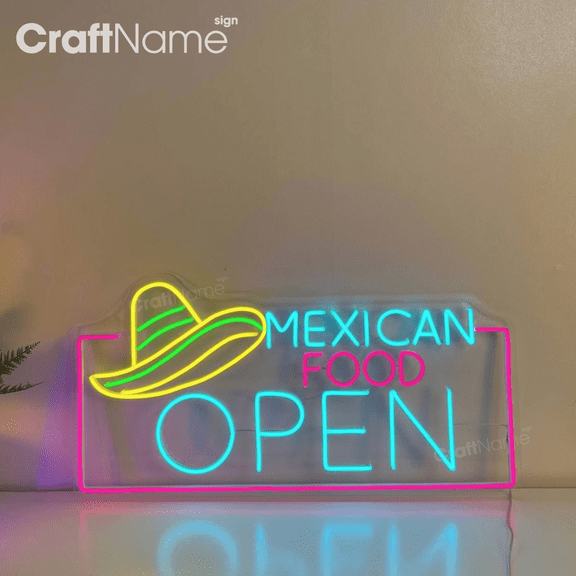 Craftnamesign Mexican Food Neon Light for Mexico Restaurant Wall Art, Open Mexican Food Store Decor