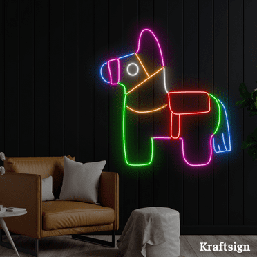 Craftnamesign Mexican Pinata Rainbow Neon Sign, Bedroom Decor, Kid Gifts