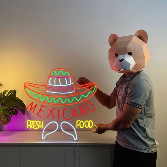 Craftnamesign Mexicano Fresh Food Neon Light Decor, Open Led Sign For Mexican Store Wall Art