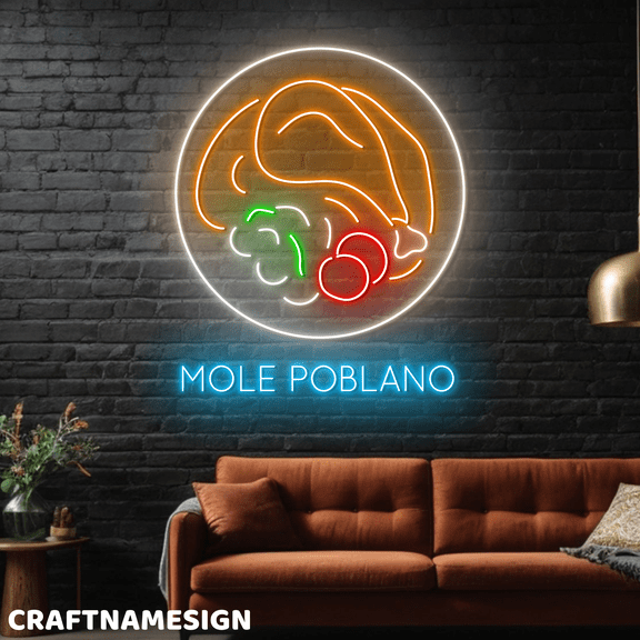 Craftnamesign Mole Poblano Neon Sign For Mexican Store Restaurant Wall Decor