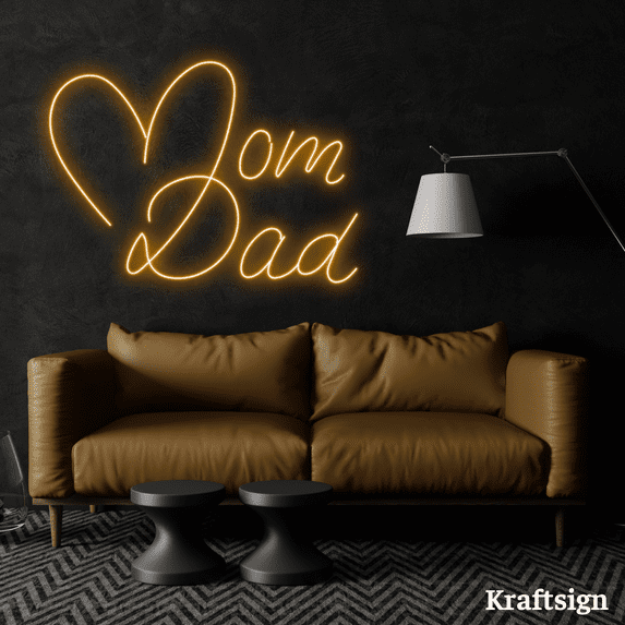 Craftnamesign Mom Dad Neon Sign, Heart LED Sign, Father Mother Day Decor
