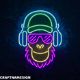 thumbnail image 1 of Craftnamesign Monkey With Headphones Neon Sign, Monkey DJ Wall Art, Pub Wall Decor, 1 of 4