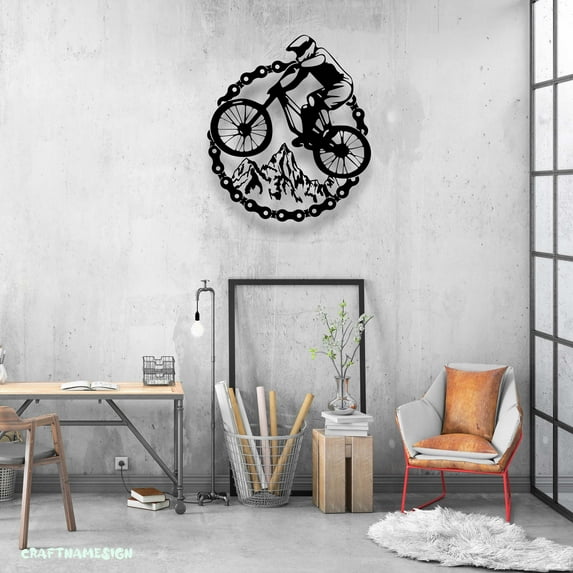 Craftnamesign Mountain Bike Metal Wall Art LED Light, MTB Sign, Bicycle Wall Decor