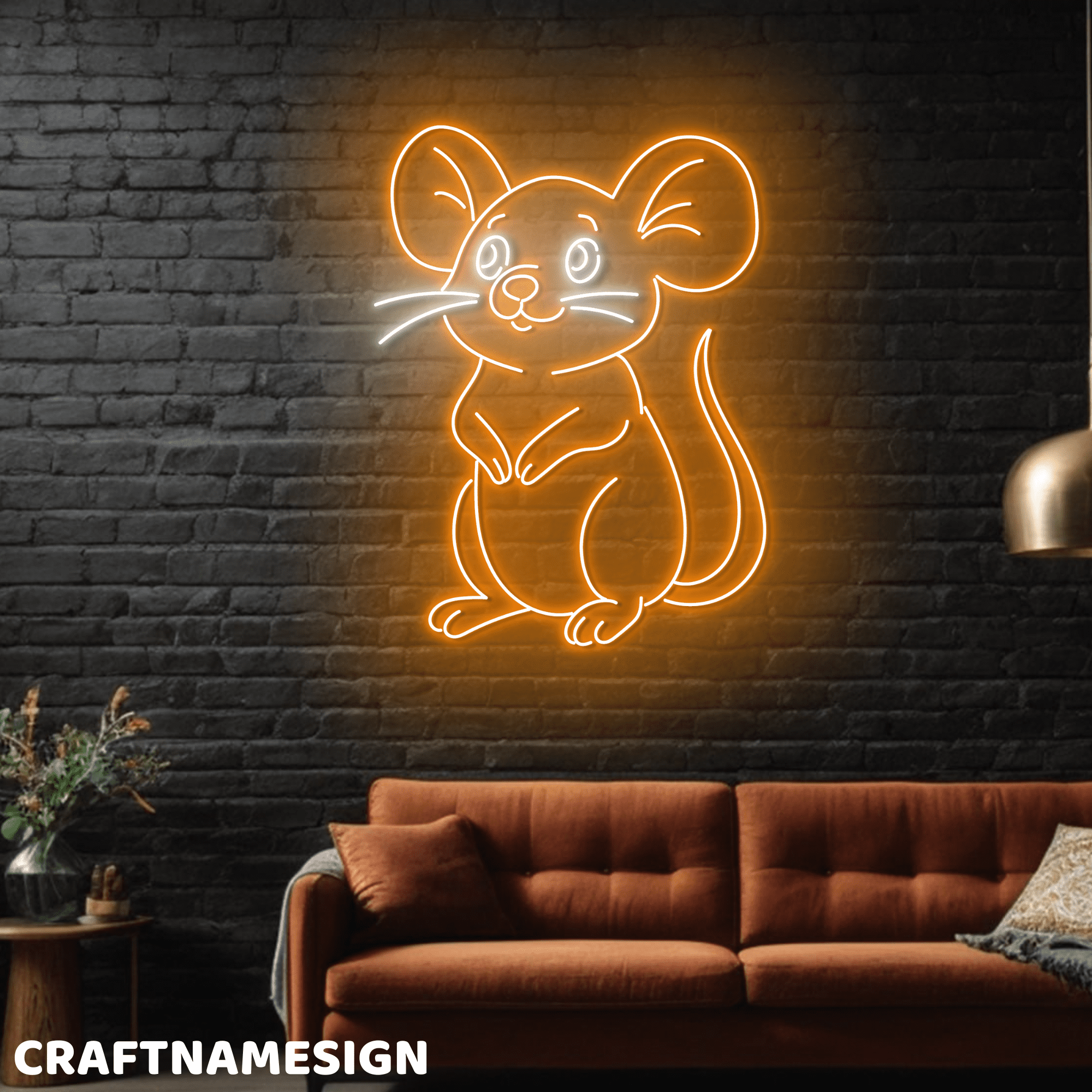 Craftnamesign Mouse Neon Light For Wall Decor, Animal LED Wall Sign ...