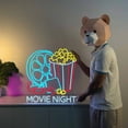 thumbnail image 1 of Craftnamesign Movie Night Neon Sign Wall Art, Popcorn Cinema Led Light Signage Wall Decor, 1 of 5