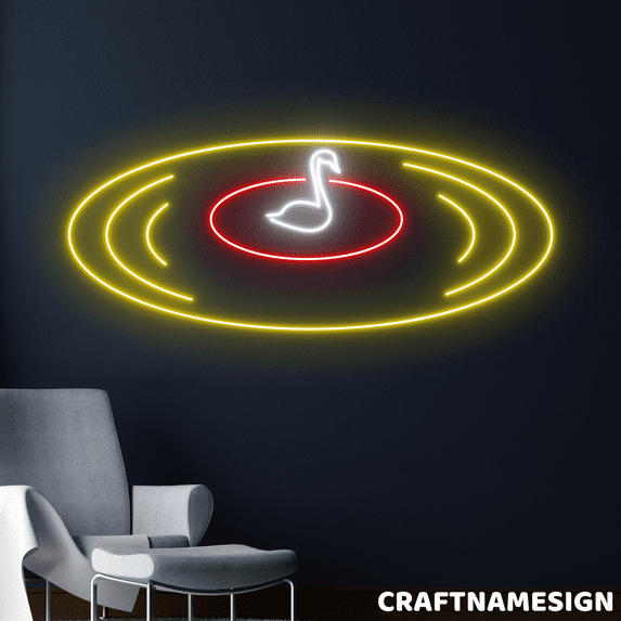 Craftnamesign Music Record Player Led Sign, Vinyl Record Wall Art, 90s Music Club Light