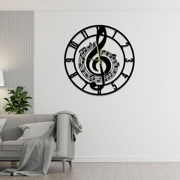 Craftnamesign Musician Metal Wall Clock For Home Living Room Office Studio Wall Art