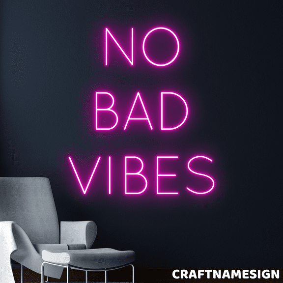 Craftnamesign No Bad Vibes Neon Sign, Office Business Wall Decor, Home Bar Wall Art