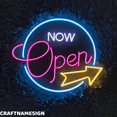 thumbnail image 1 of Craftnamesign Now Open Neon Signs, Store Shop Wall Art, Welcome Sign Wall Decor, 1 of 4