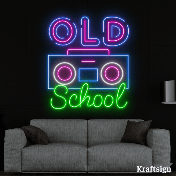 Craftnamesign Old School Neon Sign, Old School Style Decor, Bar Club Decor