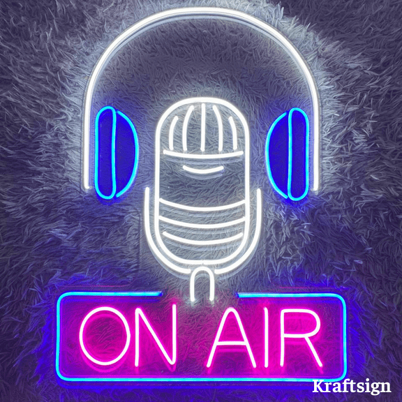 Craftnamesign On Air Neon Sign, Recording Studio Decor, Record LED Sign