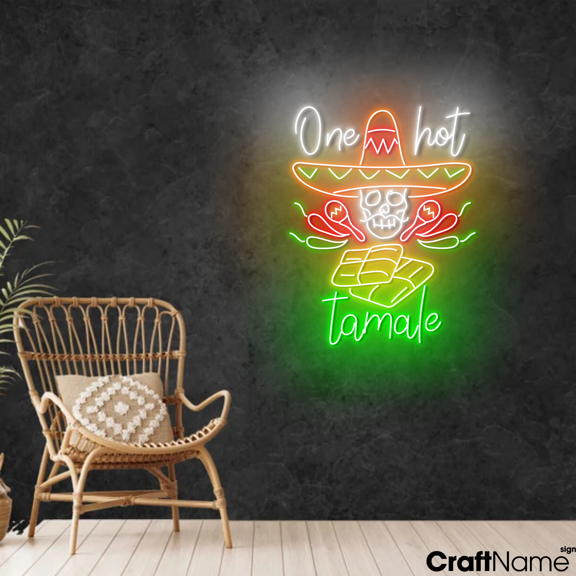 Craftnamesign One Hot Tamale Neon Light For Mexican Store Restaurant Wall Sign