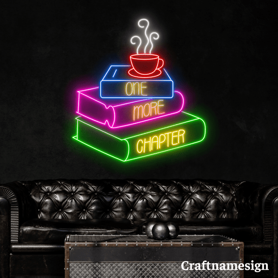 Craftnamesign One More Chapter Neon Sign for Book Store Library Wall Decor