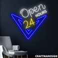 thumbnail image 1 of Craftnamesign Open 24 Hours Neon Sign, Coffee Wall Decor, Grocery Store Wall Art, 1 of 4