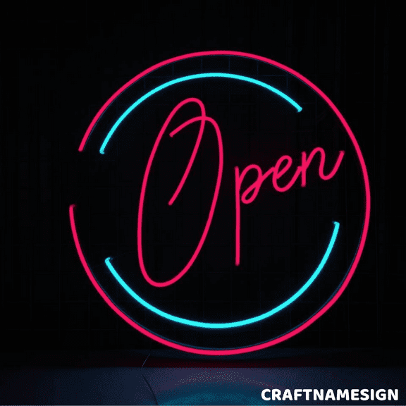 Craftnamesign Open Sign Logo Neon Light For Business, Welcome Sign For Store Wall Sign