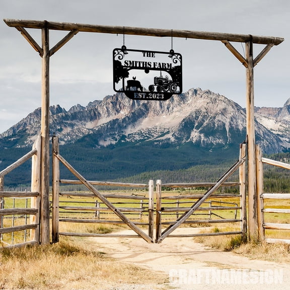 Craftnamesign Outdoor Personalized Metal Farm Sign, Outdoor Welcome Metal Sign, Farmhouse Decor