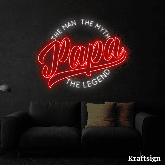 Craftnamesign Papa The Man Myth Legend Neon Sign,Father Day Decor,Dad Gift