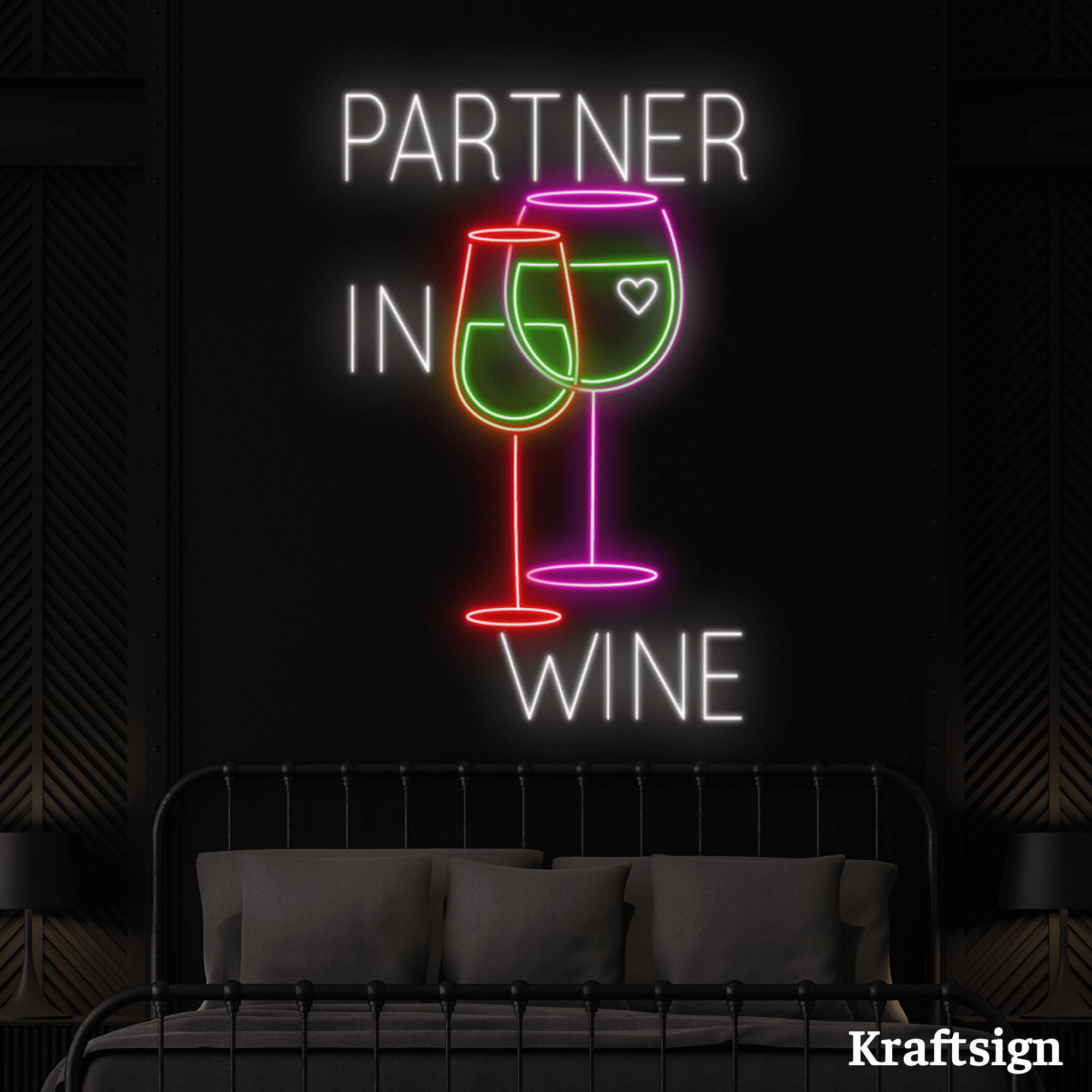 Craftnamesign Partner In Wine Neon Sign, Wine Shop Decor, Bar Club ...