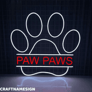 Craftnamesign Paw Paws Led Sign, Pet Store Wall Decor, Pet Clinic Wall Art