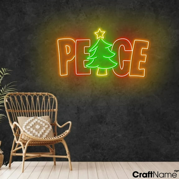 Craftnamesign Peace Neon Light, Xmas LED Sign, Christmas Sign Wall Art Decor