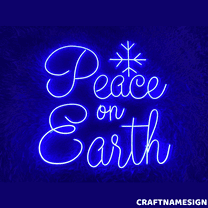 Craftnamesign Peace On Earth Neon Light, Winter LED For Store Christmas Wall Decor