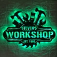 thumbnail image 1 of Craftnamesign Personalized Garage Metal Wall Art LED Light, Custom Workshop Name Sign, Gift for Dad, 1 of 5