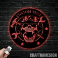 thumbnail image 1 of Craftnamesign Personalized Mechanic Skull Metal Sign LED Light, Custom Skull Name Sign Home Decor, 1 of 5