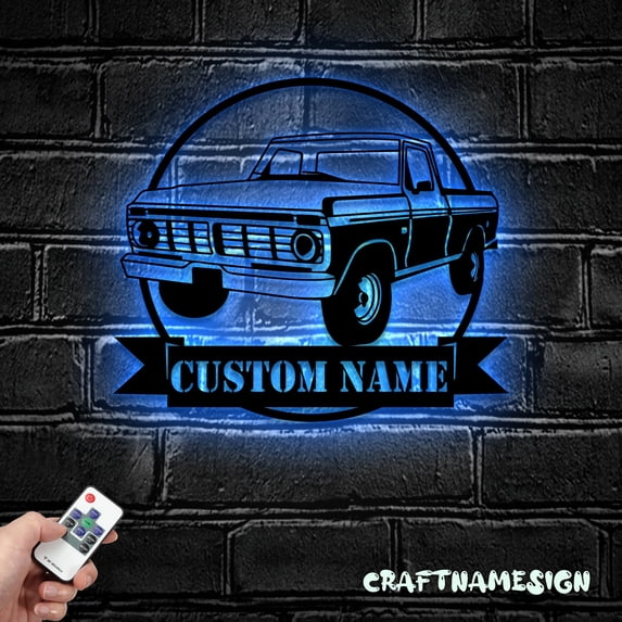 Craftnamesign Personalized Muscle Car Silhouette Custom Wall Art Led Lights