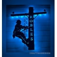 thumbnail image 1 of Craftnamesign Personalized US Lineman Metal Wall Art With LED Light, Lineman Metal LED Decor, 1 of 5