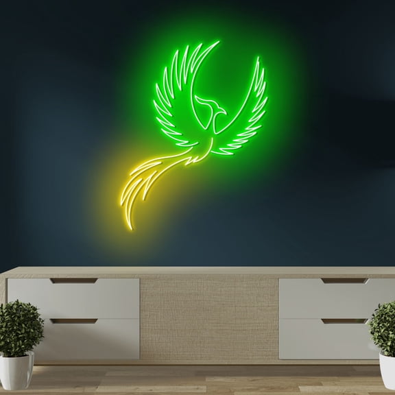 Craftnamesign Phoenix Neon Light Signs, Phoenix Bar Pub Wall Decor, Fire Bird Wall Art