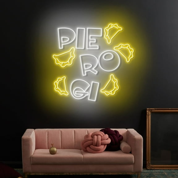 Craftnamesign Pierogi Neon Sign, Polish Dumpling LED Light, Pierogi Dumpling Sign Wall Decor