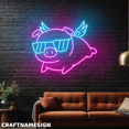 thumbnail image 1 of Craftnamesign Pig Wings Neon Sign For Wall Decor, Kids Zone Store LED Wall Art, 1 of 5
