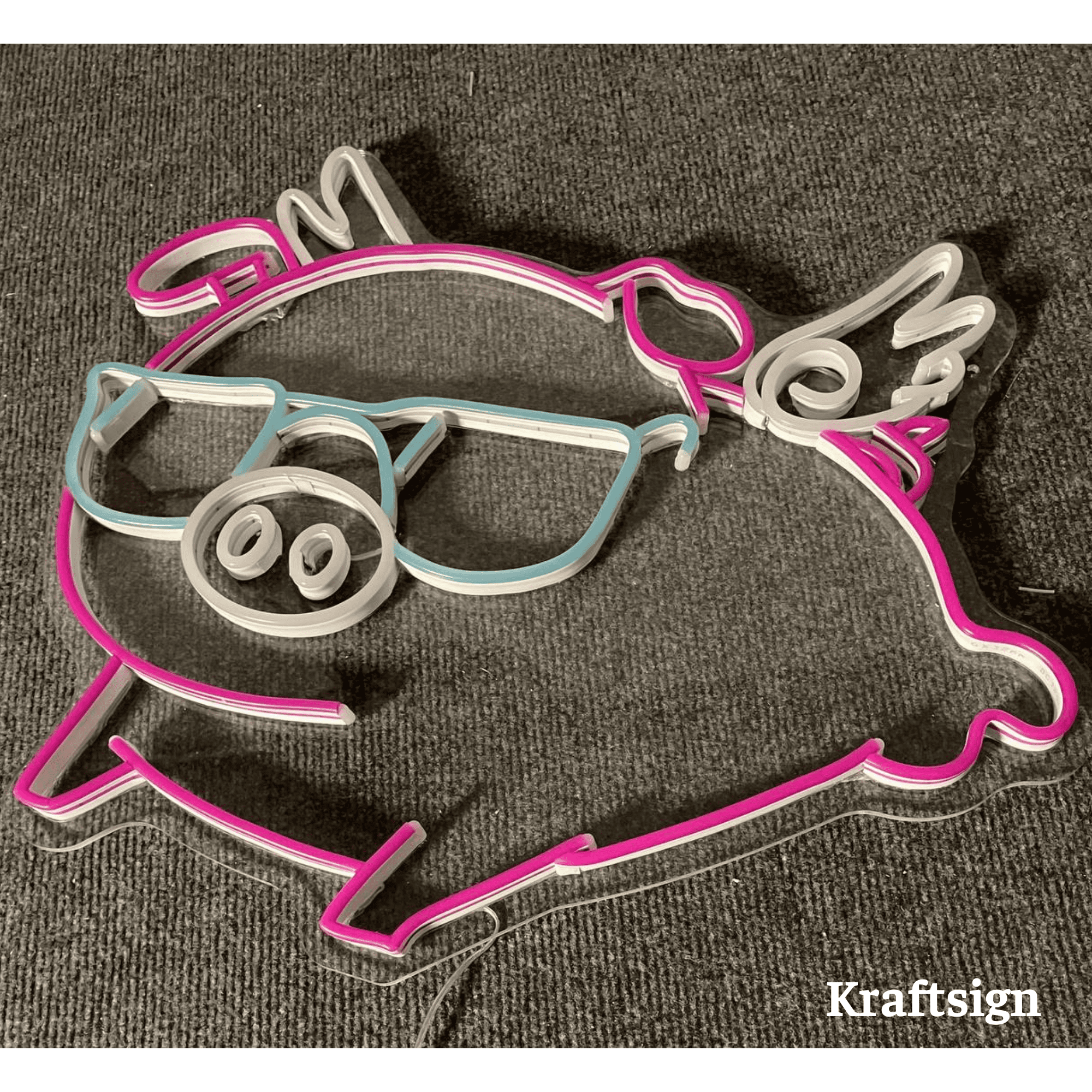 Purple Pig with Wings Neon Signs main image 0
