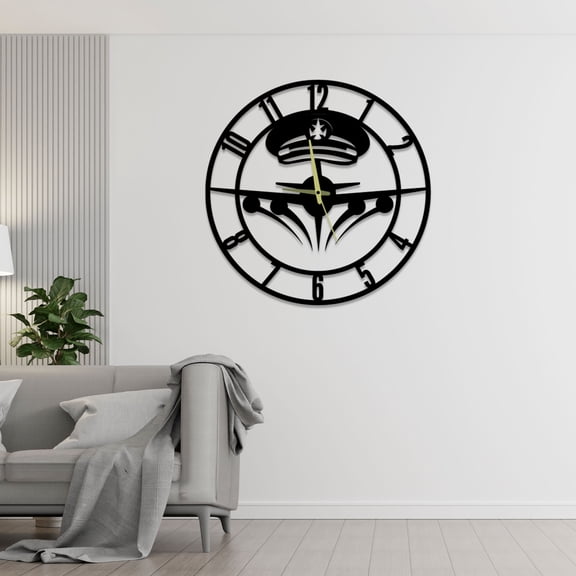 Craftnamesign Pilot Laser Cut Out Wall Clock For Home Living Room Wall Art