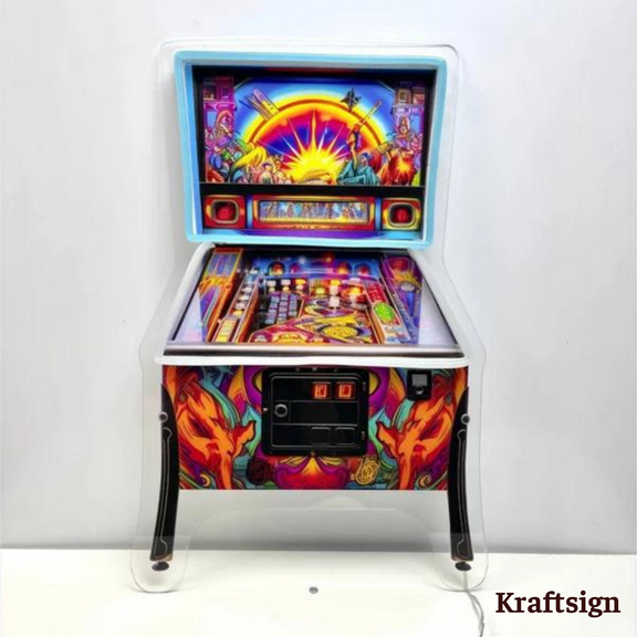 Craftnamesign Pinball Game Neon Acrylic Print Sign, Pinball Led Sign, Pinball Sign, Pinball Decor