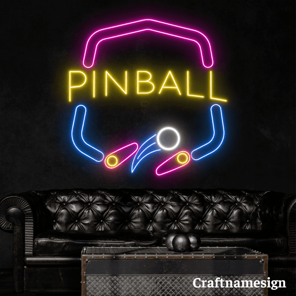 Craftnamesign Pinball Neon Sign for Game Room Arcade Zone Pinball Wall Art