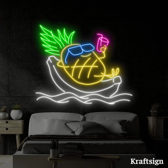 Craftnamesign Pineapple Neon Sign, Fruit Shop Decor, Juice Shop LED Sign