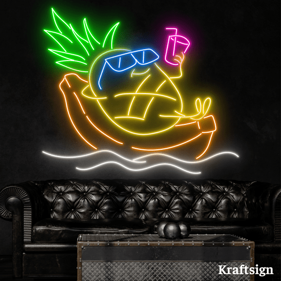 Craftnamesign Pineapple Summer Vacation Neon Sign, Pineapple Wall Decor
